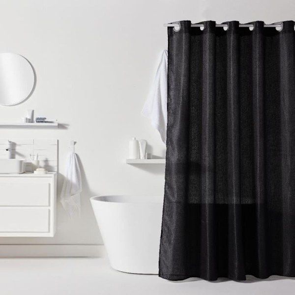 Furé bruseforhæng - Sort - Polyester - 180 x 200 cm - 12 kroge - UTILITY - TODAY Svart