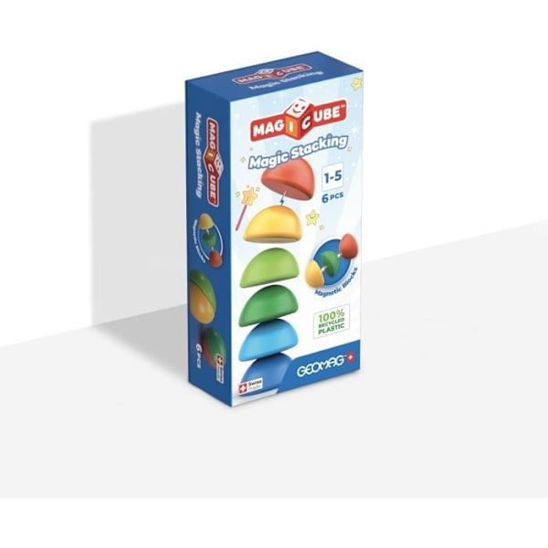 Magnetiska block - GEOMAG - Magicube 060 - 6 bitar - Stapelbara - Återvunnen plast