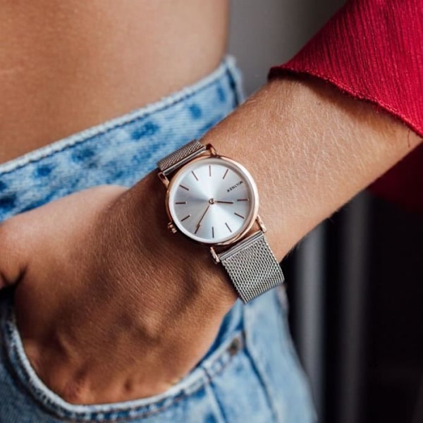 Miltner klocka Mini Rose Silver 28mm silver kvartsstål MLW0020 Sølv, Pink