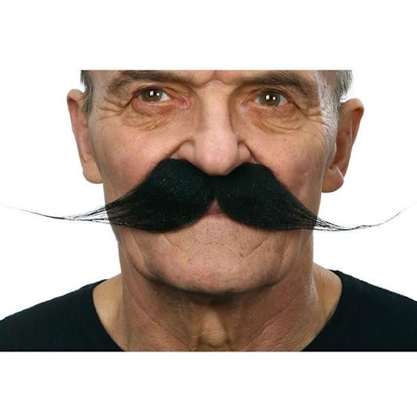 Overskæg - 203903 - Sort - One size - Ideel til karneval