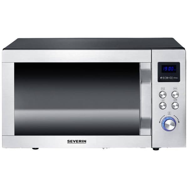 Severin MW 7777 Mikrobølgeovn i rustfrit stål, sort (mat) 900 W grillfunktion