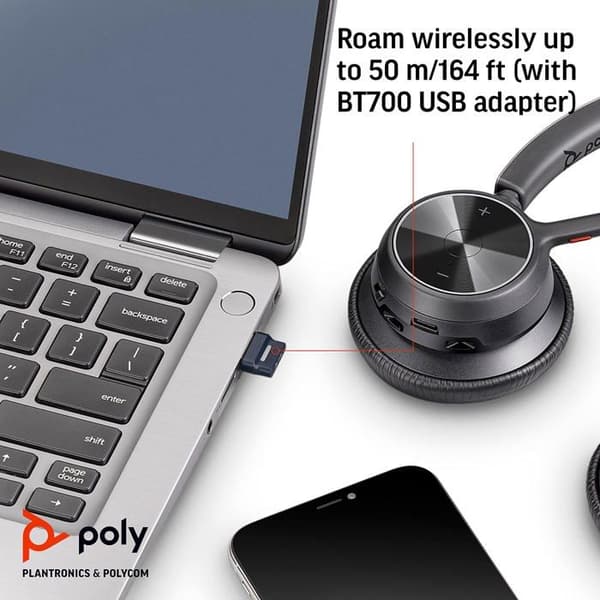 Headset - Bluetooth - trådløst - USB-A - Poly - Poly Voyager 4300 UC Series 4320 - Headset - on-ear - Bluetooth - sa