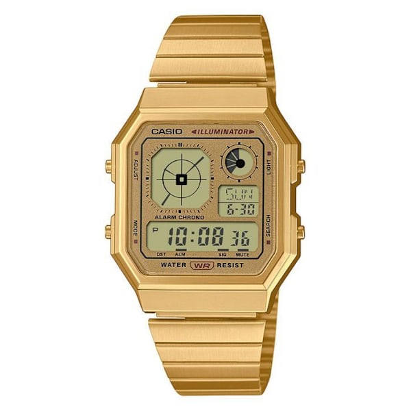 Ur - Casio - A130WEG-9AEF - Guld rustfrit stål - Vandbestandig 3 bar - Digital gyllene