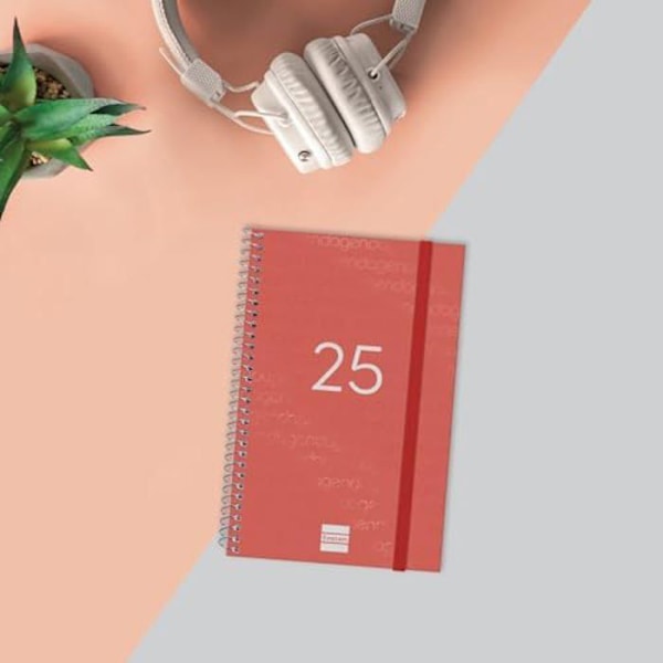 Agenda - FINOCAM - 2025 - Horisontell veckovy - Mjukt omslag - Spansk röd Röd