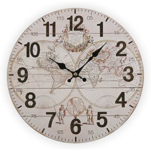 Koristeellinen kello - VERSA - Versa 18190146 - Puu - Ruskea - Vintage - 28 cm kastanj