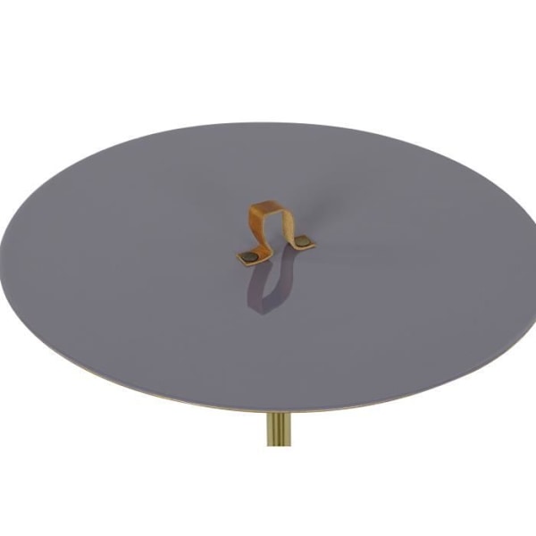 Læder og lakeret jern sidebord - Hvid - 40 x 40 x 56 cm