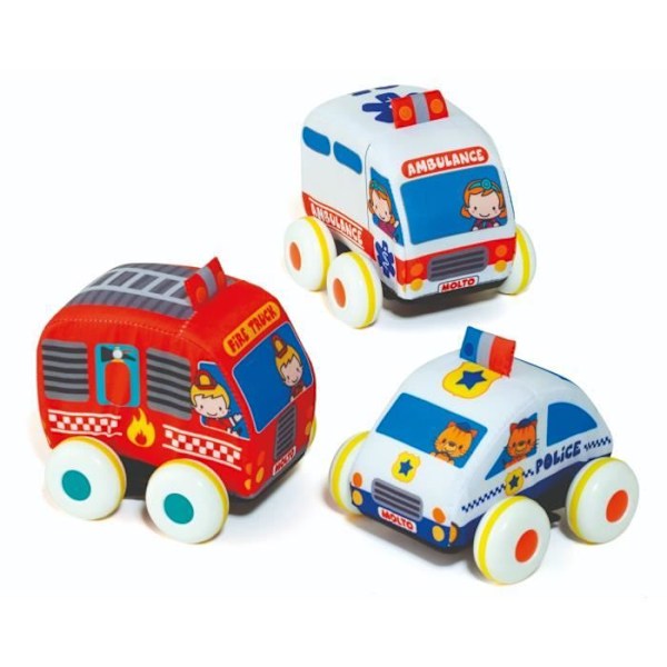 Politi-, brand- og ambulancebiler - MOLTO - Legetøj - Interiør - Baby - 3 år - Flerfarvet Flerfarvet