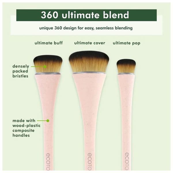 Makeup pensler - GENERIC - 360 Ultimate Blend - 3 dômehoveder - Hurtig påføring - Perfekt finish