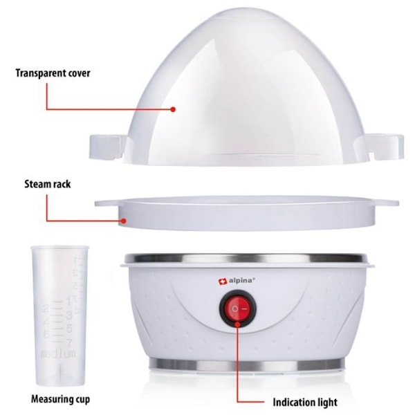 Waffle Maker - Alpina - Egg Cooker - 8 toiminnallisuutta - Valkoinen väri - 7 vohvelille