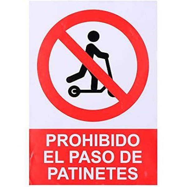 Varningsskylt - EDM - Prohibido Accesser con Patinete - 21x30 cm - Lim - Säkerhet Flerfärgad