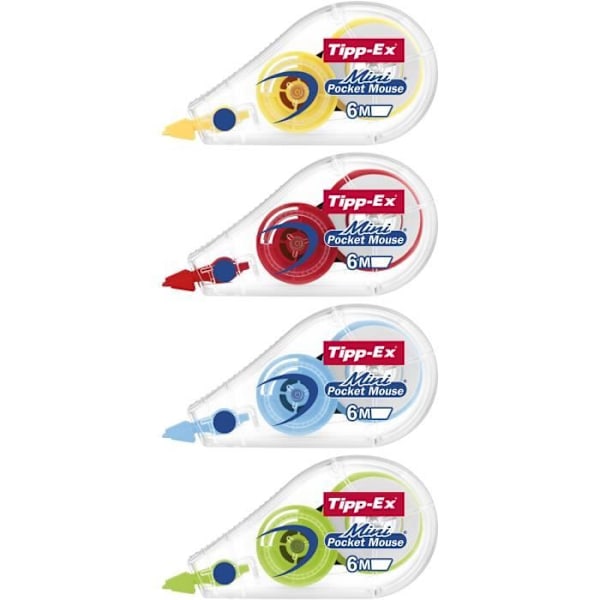 Korrektuurnauhat - Tipp-Ex - Mini Pocket Mouse - Sekalaiset värit - 10 kappaleen pakkaus - 5mm x 5m Blandad