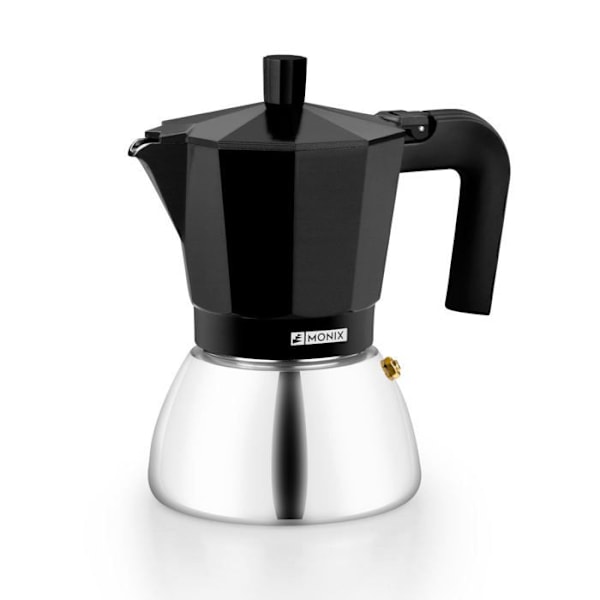 MONIX induktion i rustfrit stål | Italiensk kaffemaskine i aluminium og rustfrit stål, 9 kopper, varmebestandigt håndtag, let at Röd