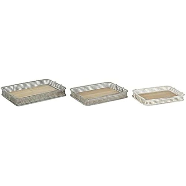 Set med brickor - DKD Heminredning - Flerfärgad - Metall - 38 x 53 x 8 cm - Rektangulär Flerfärgad