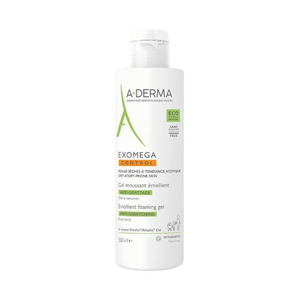 A-Derma Exomega Control Emollient Vaahdottava Saippua Anti-Krötty 500ml hvid