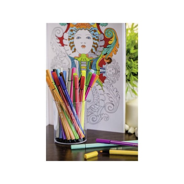 Värikynät - STABILO - Pen 68 - 15 kappaleen pakkaus - Sekoitettu värivalikoima - Kärki 1,0 mm Assortis, 5 fluo