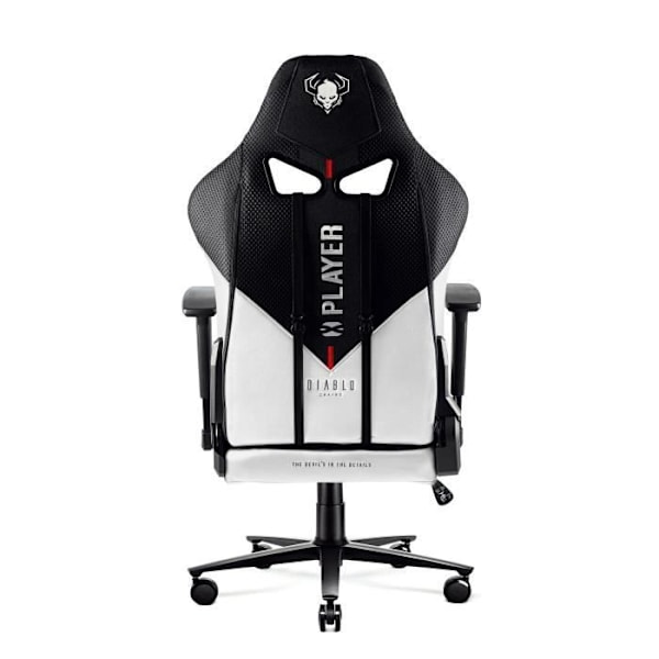 Diablo X-Player 2.0 Gaming Stol med 3D Armlæn i Skaï Stof Lændepude (Hvid-Sort, L) vit svart