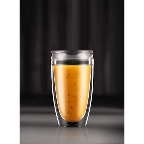 Set 2 gobelets BODUM - Pavina To Go - Dubbel väggplast - Tätslutande lock - 40 cl - Transparent Transparent