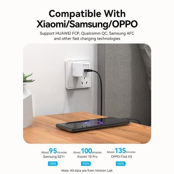 USB 2.0 kabel til USB-C - Vention - 2m - Sort - Rund - Enhed