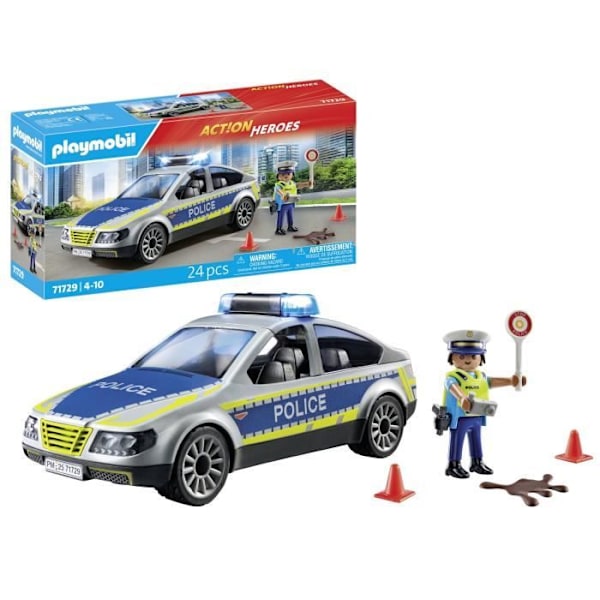 PLAYMOBIL 71729 Poliisiauto sireenillä ja vilkkuvalolla, Action Heroes, Poliisit, 24 osaa, Alkaen 4 vuotta Flerfärgad