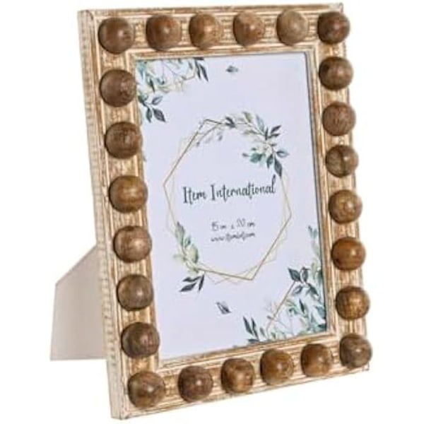 Billedramme - HOME ESPRIT - Brun og hvid - Mango træ - Glas - 21 x 26 cm mångfärgad