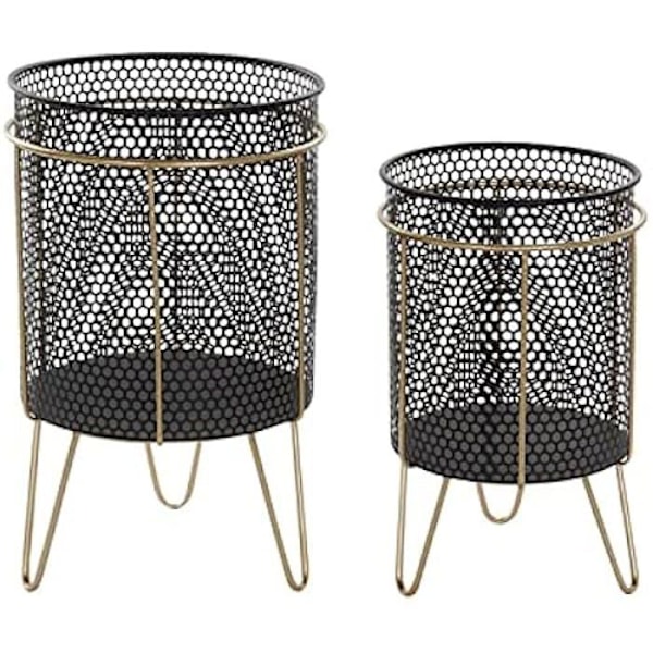 Istutuskonesarja - DKD HOME DECOR - Musta ja kulta - Metalli - 36 x 36 x 58 cm - Moderni muotoilu Guld, svart