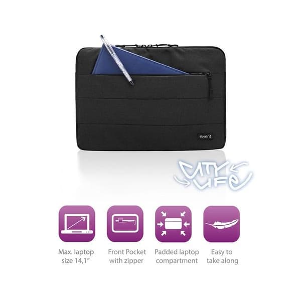 Housse - EWENT - EW2521 - Universel - 35,8 cm (14.1") - Sort Sort