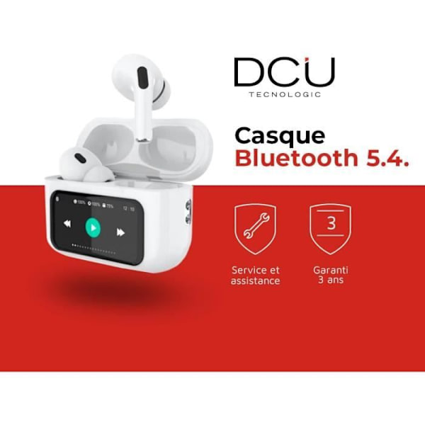Bluetooth-hovedtelefoner - DCU TECNOLOGIC - 5.4 - Touchskærm - Batteritid 30 timer - Hvid Hvid