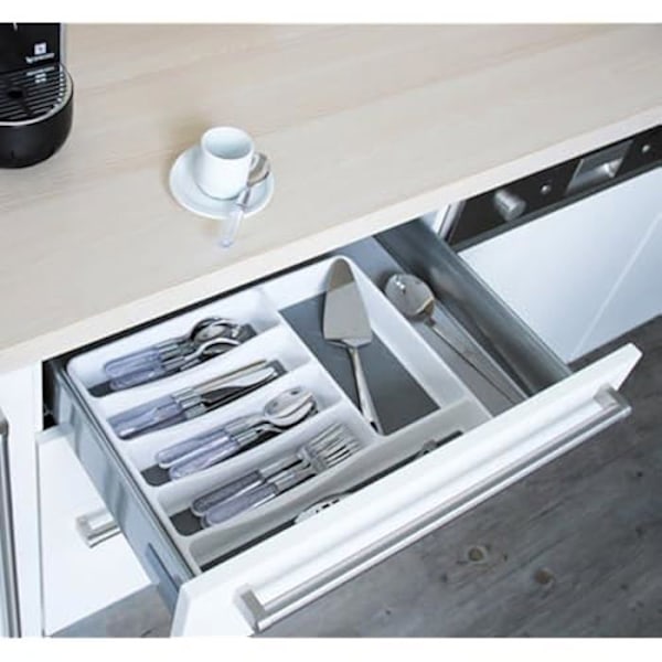 Bestikstativ - M-Home - PLS262 - Bi-materiale - 6 rum - 39 x 31 x 4,5 cm Vit, mörkgrå