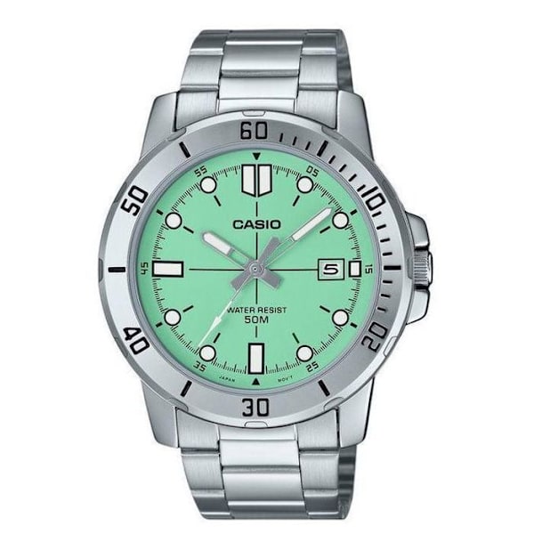Casio Grön-turkos klocka för män - med datum - vattentät 50 m