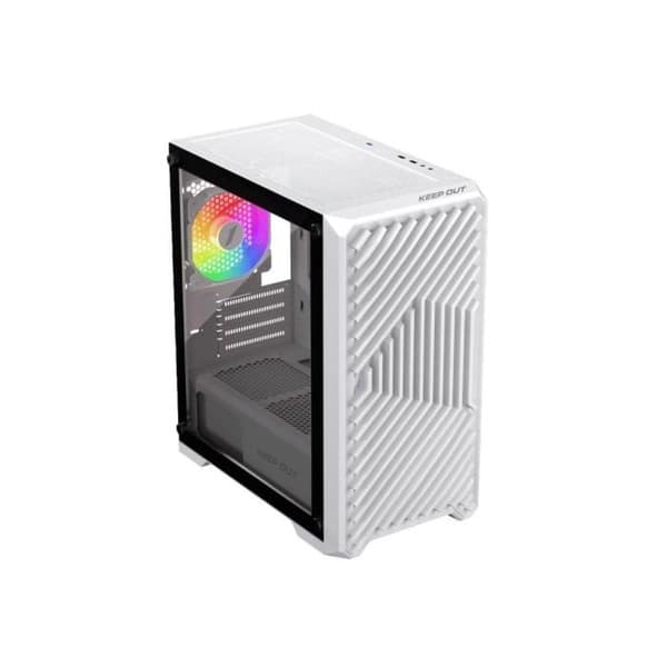 PC-pelikotelo - KEEP OUT - XC-220 - Micro-ATX - ARGB - Temperoitua lasia valkoinen