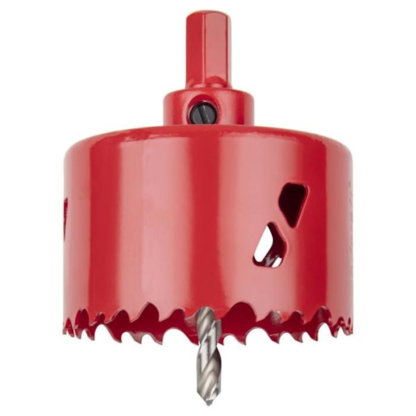 wolfcraft - BiM Multi Material Hulsav - Diameter 74 mm - Skæredybde 40 mm, Centreringsbor - ref. 5475000 Rött och grått