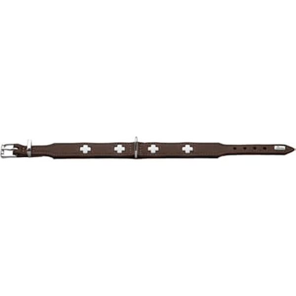 Hundehalsbånd - HUNTER - Schweizer model - 30-34.5 cm - Blødt læder - Brun/Sort Brun/sort