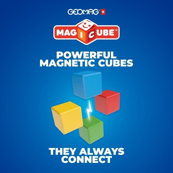 Magneettiblokit - GEOMAG - Magicube 132 - 7 osaa - Painetut eläimet - Mukana kortit