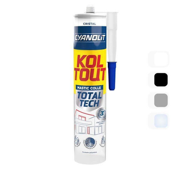 Kiinnitys- ja tiivistysliima - CYANOLIT - Total tech - Kristalli - Patruuna 290 ml - Läpinäkyvä - Monimateriaalinen ja joustava
