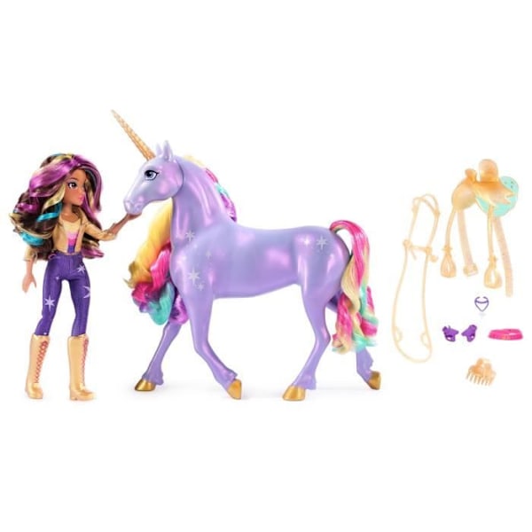 SPIN MASTER LICORNE MED FUNKTIONER 28 CM WILDSTAR + DUKKE 24 CM Unicorn Academy Flerfärgad
