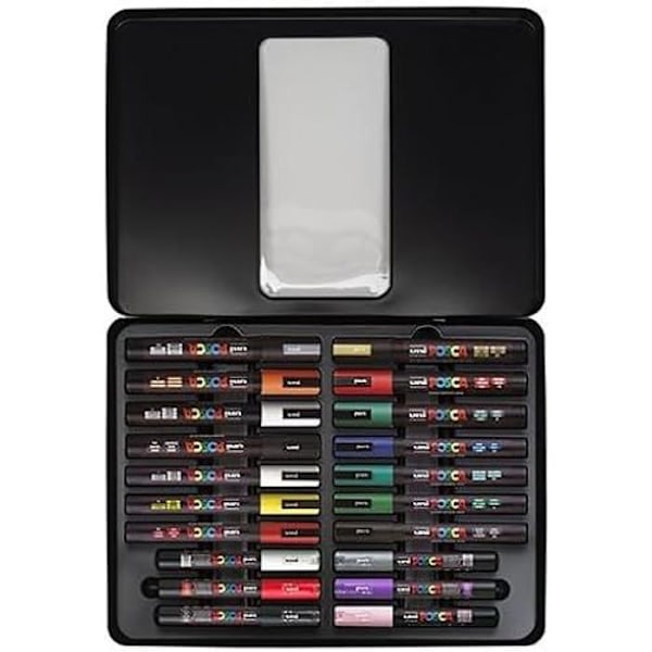 UNI METAL POCKET VALISE 20 VÄRIÄ - UNI-BALL - POSCA 20P SEKOITUS - Flerfärgad