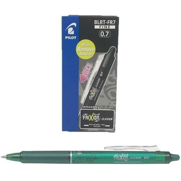 Utgåbar kulpenna - Pilot - Blrt-fr7 G- Frixion Ball Clicker - 0.7mm - Grön - Fin spets Grön