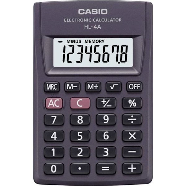 Lommeregner - Casio - HL-4A - Skærm 8 - Batteri - Anthracite
