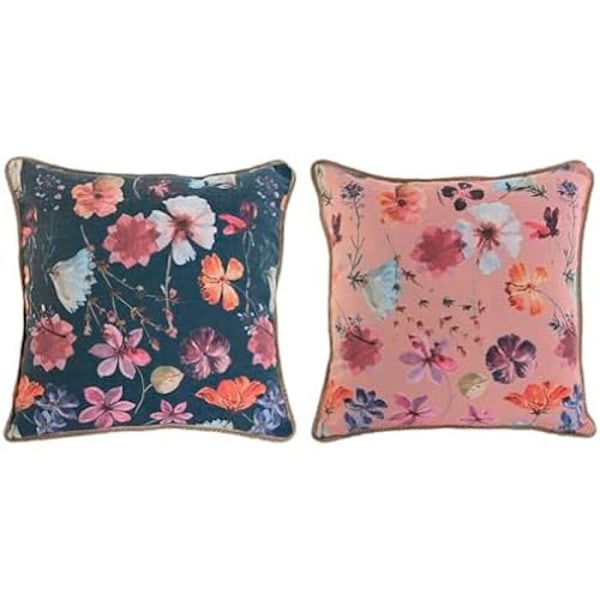 Kudde - HOME ESPRIT - Set om 2 - Flerfärgad - 45 x 45 cm - Inomhus Flerfärgad