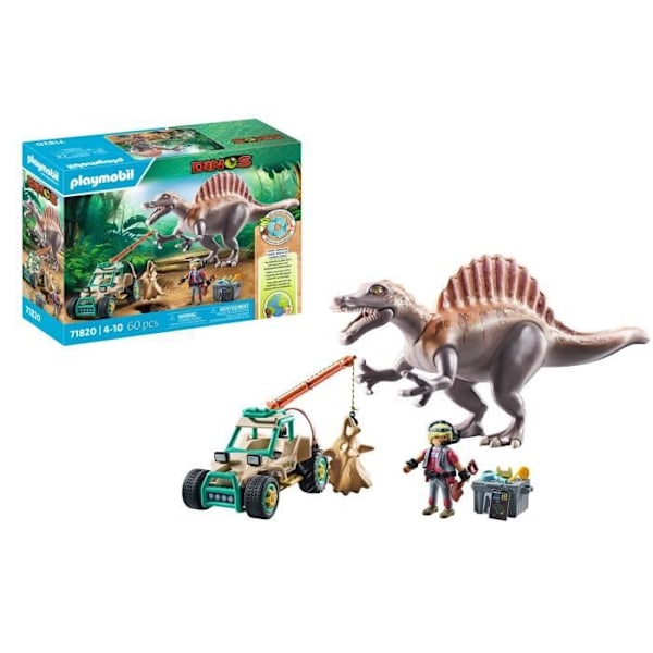 PLAYMOBIL 71820 Spinosaurus, tutkija ja pyörivä nosturivajeri, dinosaurukset, 60 osaa, Alkaen 4 vuotta Flerfärgad