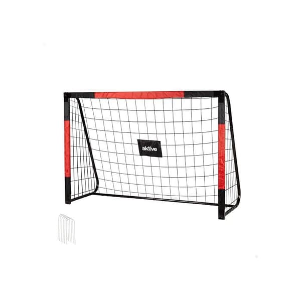 Fodboldmål til mobil brug - AKTIVE - 180x120x60 cm - Stålstruktur - Polyester net - 5 fastgørelsespæle Sort