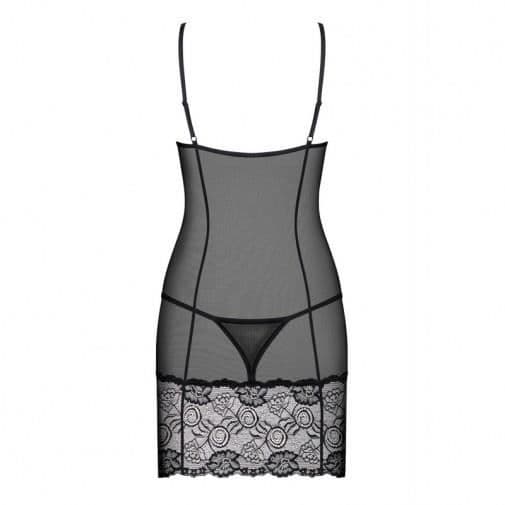 Nattøj - OBSESSIVE - Alluria - Sort - Blonde - Justerbare stropper - Inkluderet string Sort S/M