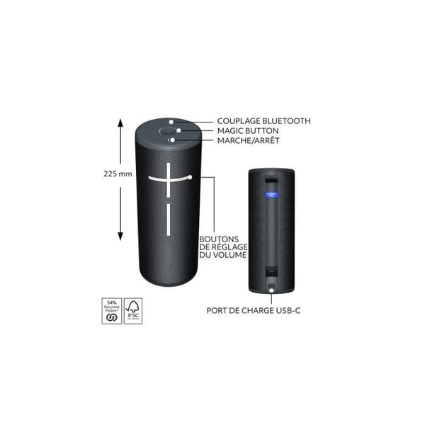 Trådløs kraftfuld Ultimate Ears MEGABOOM 4 bærbar højttaler Sort