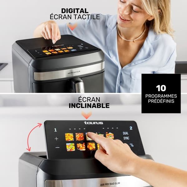 Luftfryer - TAURUS - Air Fry Duo Slim - 13L - 2800W - 10 Programmer