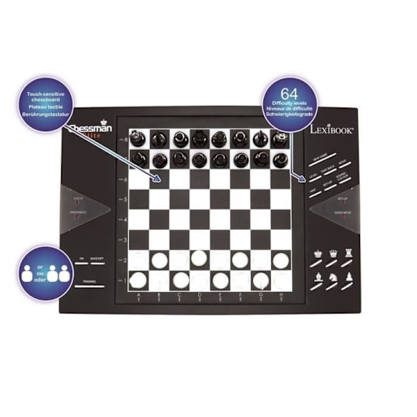 LEXIBOOK Chessman Elite sähköinen shakkipeli - 2 pelaajaa - 7 vuotta ja enemmän Svart