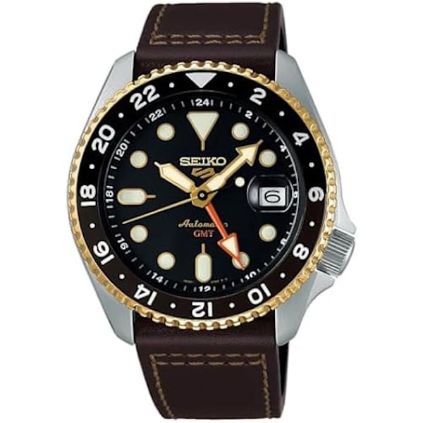 Klocka - SEIKO - SSK036K1 - Automatisk - GMT - Brunt Läder Silver, Brun, Guld