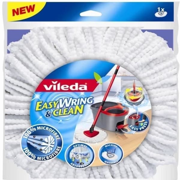 VILEDA EasyWring & Clean Broom Refill - Microfiber Hvid og rød