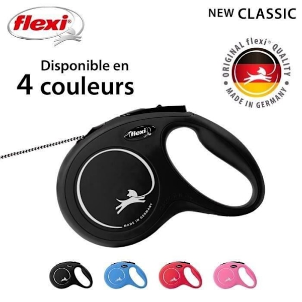 Talutushihna Uusi Classic M johto 8 m musta Flexi CL20C8-251-S-20 sort