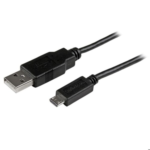 USB A - Micro B slim - STARTECH - 3m - Musta mobiililataus/synkronointikaapeli