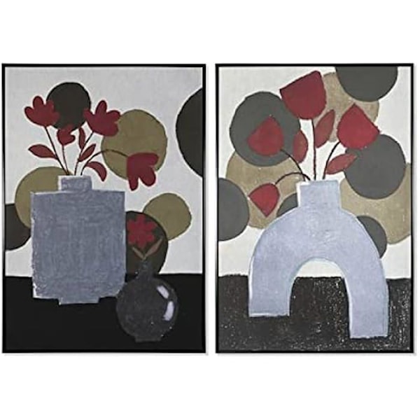 Maalaus - DKD HOME DECOR - Estándar - Musta, punainen ja vihreä - Kangas ja polystyreeni - 120 cm x 83 cm svart, rött och grönt
